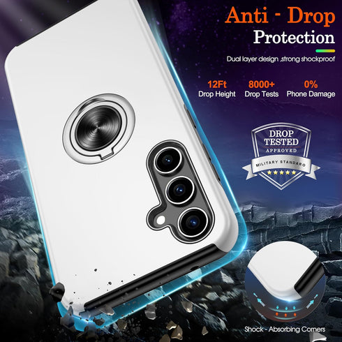 Galaxy S23 FE Case, Samsung Galaxy S23 FE Case with HD Screen Protector, Shockproof Samsung S23 FE Case with 360° Magnetic Ring Holder Kickstand P...