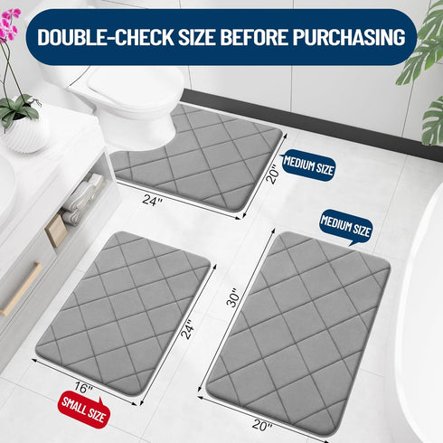 OLANLY Memory Foam Bath Mat 30x20, Ultra Soft and Absorbent Bathroom Mat, Machine Washable Bathroom Rugs, Comfortable, Thick Bath Rugs Carpet for ...