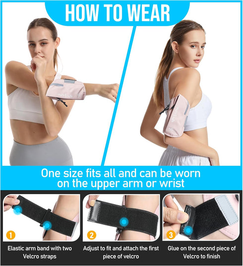 HiRui Universal Sports Armband Comfort Running Armband and Wristband Cell Phone Holder for Exercise Workout, Compatible with iPhone 15/14/Plus/Pro...