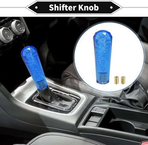 Gear Shifter Knob Kit, 15cm Faux Crystal Stick Shifter Lever Knob Universal for Automatic and Manual Vehicles Durable Acrylic Blue with 2 Adapter...