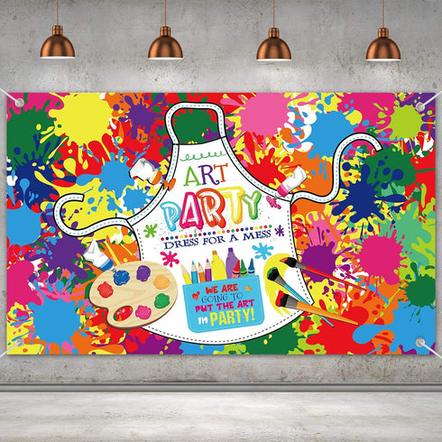 Art Paint Party Backdrop Decorations Artist Theme Birthday Banner Supplies for Art Painting Party Wall Photography Background...