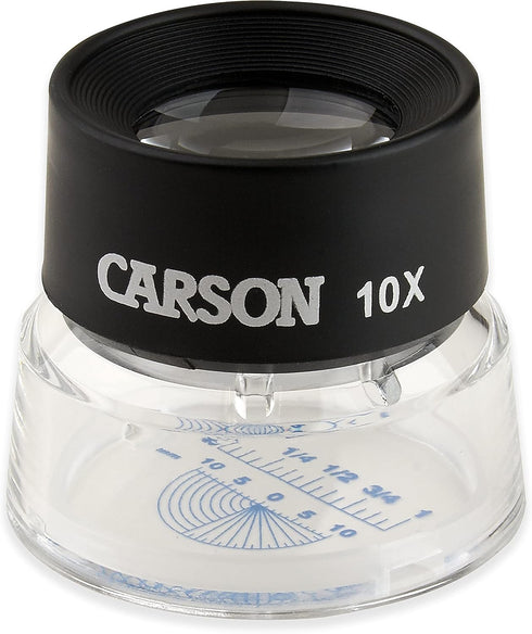 Carson LumiLoupe 10x Power Pre-Focused Stand Magnifier With Dual Lens and Snap-On Reticle (LL-20)...