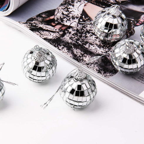 12 Pcs Silver Disco Mirror Ball for Party Decoration, Christmas Tree Wedding Birthday Party Ornaments(4CM)...