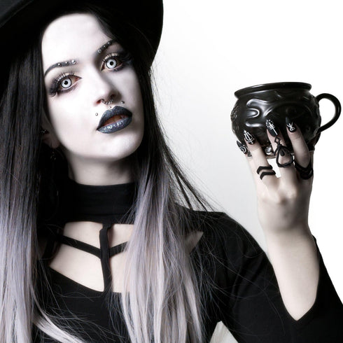 Rogue + Wolf Large Coffee Mug, Big Witch Cauldron Ceramic Mug, Witchcraft Coffee Cups, Ceramic Halloween Decor Spooky Coffee Mugs for Women Porcel...