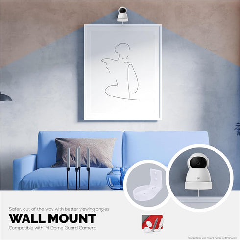 Wall Mount for YI Dome Guard Pet & Baby Indoor Camera, Easy to Install Adhesive Holder Bracket, Reduce Blind Spots & Clutter, Adhesive & Screw-in ...