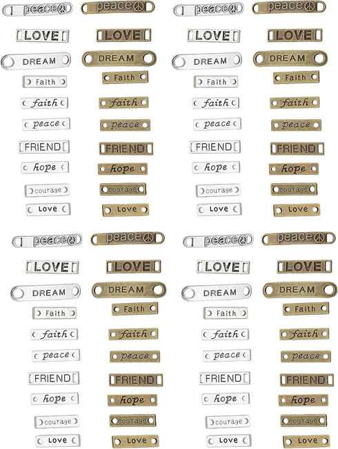 YYaaloa 80pcs Word Charms Pendants Inspirational Engraved Motivational Connector Charms Pendants Jewelry Making Accessories for DIY Necklaces, Bra...