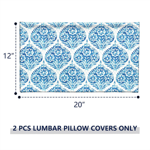 Outdoor Lumbar Pillow Covers 12”x20”, Rectangle Throw Pillow Covers for Patio Furniture, Decorative Lumbar Cushion Case for Garden Balcony Couch O...