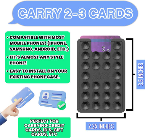 Suction Phone Card Holder Mount, Phone Wallet, Silicon Adhesive Phone Accessory for iPhone and Android, Hands-Free Mirror Shower Phone Holder, Tik...