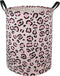 19.7 Inches Large Laundry Basket Waterproof Round Cotton Linen Collapsible Storage bin with Handles for Hamper Kids Room,Toy Storage(Leopard print...