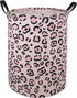 19.7 Inches Large Laundry Basket Waterproof Round Cotton Linen Collapsible Storage bin with Handles for Hamper Kids Room,Toy Storage(Leopard print...