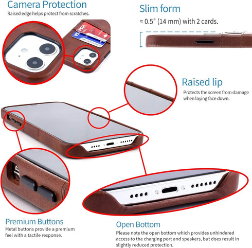 Dockem Wallet Case for iPhone 12 & iPhone 12 Pro: Built-in Metal Plate for Magnetic Mounting & 2 Credit Card Holders: 6.1" Exec M2, Smooth Synthet...