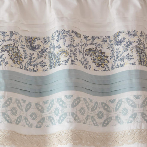 Madison Park Dawn Printed Blue Window Valance , Cotton Pieced Rod Pocket Print Floral Valances for Windows , 50X18" , Teal...