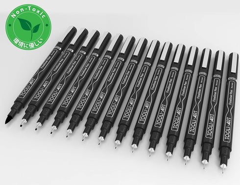 Micro-Line 14 Pens With Case, Fineliner, Multiliner, Archival Ink, Waterproof, Journaling, Illustration, Architecture, Technical Drawing, Outlinin...