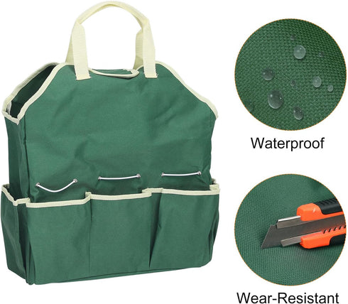 Garden Tool Bag 14.6" x 5.5" x 16.5" Large Oxford Waterproof with Pockets Garden Tote Bag Gardening Plant Tool Organizer Storage Carrier Store for...