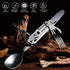 Camping Utensils, 6-In-1 Detachable Stainless Steel Camping Flatware Multi-tool kits with Spoon Fork Knife Corkscrew Bottle&Can Opener, Folding Po...