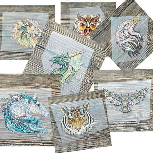 Animals Patches - Iron on Stickers Heat Transfer Appliques Cool Retro Folk-Custom Badges Logo with Butterfly Unicorn Dragon Lion Owl Tiger Design ...