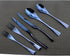 Flatware Set 18/10 Stainless Steel Mirror Polished Blue Cutlery - Silverware Utensil Set of Serrated Steak Knife Dinner Fork Knife Spoon Salad For...