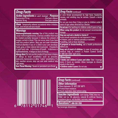 Chloraseptic Max Strength Sore Throat Lozenges, Wild Berries, 15 Count, 1 Pack...