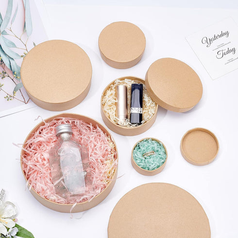 BENECREAT 5 Sizes Papier Mache Flat Round Boxes Nesting Stacking Craft Paper Gift Box for Candy Chocolate Biscuits, Halloween Christmas, Wedding F...