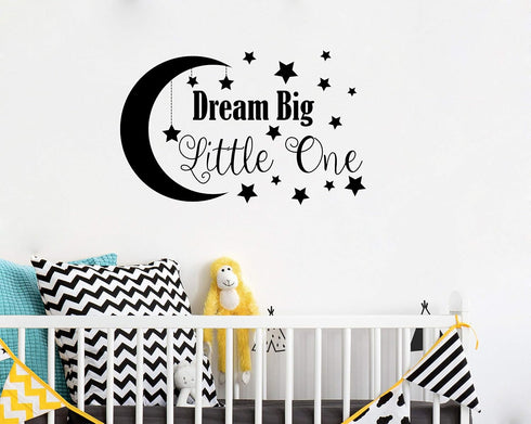 Dream Big Little One Wall Decal, Nursery Wall Decal, Nursery Decor, Nursery Wall Quote, Quote Decal, Removable Vinyl Wall Stickers for Baby Kids B...