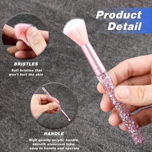 7 PCS Makeup Brushes, Crystal Sparkles Cute Fan Blush Foundation Powder Lip Highlight Eye Shadow Eyebrow Concealers Brush Set with Sequins Handle ...