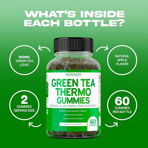Green Tea Fat Burner Weight Loss Gummies (60 Count) Fat Burner Women - Appetite Suppressant for Weight Loss Women - Belly Fat Burner for Men - Wei...