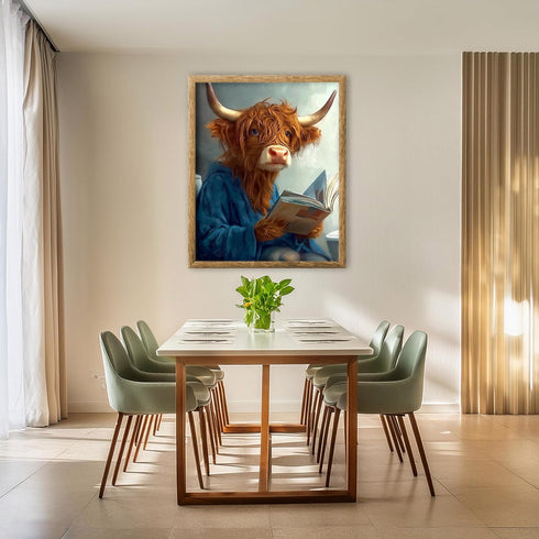 Posterizer 1 pcs-funny cute highland cow reading on toilet 4-Bathroom Restroom Art-Art for Animal Lovers-Decor for Home & Office- unframed wall ar...
