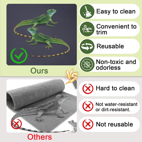 17.7 x 80 Inch Bearded Dragon Tank Carpet, Reptile Terrarium Liner Substrate for Leopard Gecko, Snake, Lizard and Tortoise, Non-Adhesive Reptile M...