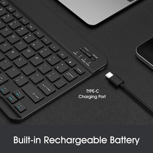 Fintie 10-Inch Ultrathin (4mm) Wireless Bluetooth Keyboard for iPad Samsung Tablet, iPhone Smartphone, iOS, Android Tablets Phone, Black...