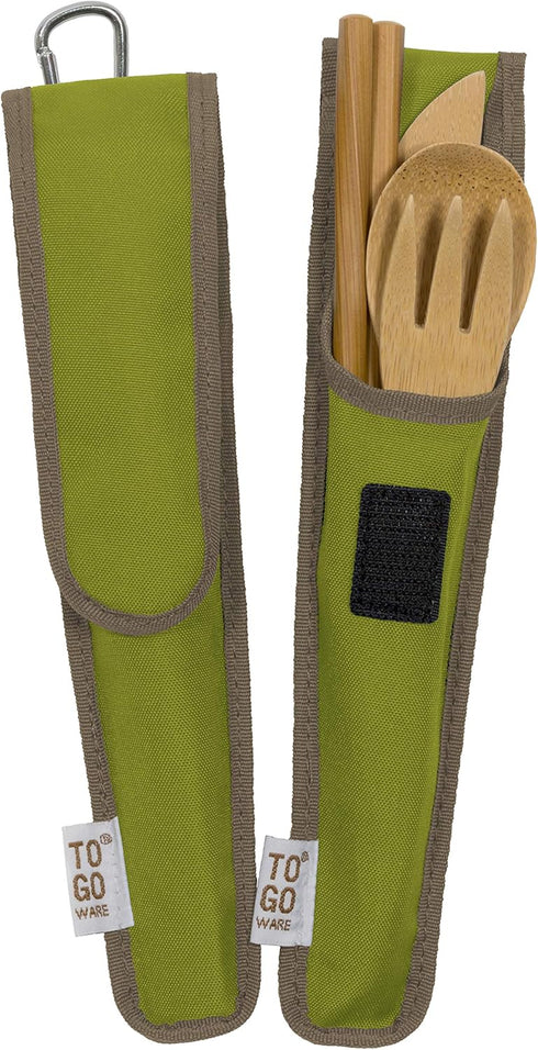 TO GO WARE Reusable Bamboo Utensil Travel Set | Includes Fork, Knife, Spoon, Chopsticks, & Carabiner Clip | Made from Sustainable Materials | Perf...