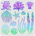 FINGERINSPIRE Seaweed Stencil 11.8x11.8 inch Seagrass Stencil Coral Drawing Stencil Sea Plant Stencil Sea Creatures Stencil Ocean Theme Stencil fo...
