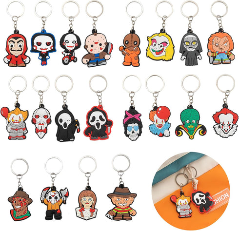 20pcs Horror Keychain, Silicone Keyring Key Chain, Key Accessories for Kid Boy Girl Party Favors Gift...
