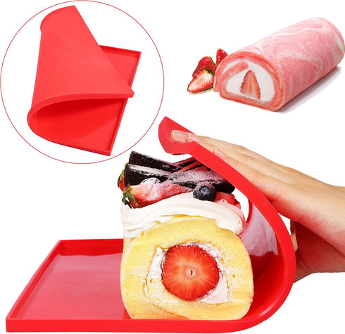 2 Pcs Swiss Roll Cake Mat Flexible Baking Tray Jelly Roll Pan Silicone Cookies Mold Bakeware...