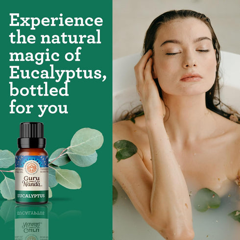 GuruNanda Eucalyptus Essential Oil -100% Pure, Natural and Undiluted Aromatherapy Oil for Diffusers - Aids in Congestion Relief - Perfect for Mass...