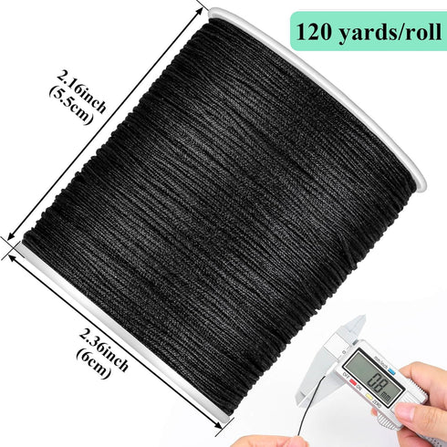Black Nylon String, Anezus 0.8mm Nylon Thread Chinese Knotting Cord Tarred Twine Outdoor String for Braided Bracelets, Beading, Necklaces, Macrame...