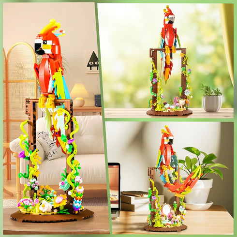 BNG Parrot Flower Animal Building Sets, 2 in 1 Flower Bird Toy for Home Decor and Office,Creative Gifts for Adults and Kids Ages 8+ Boys Girls (63...
