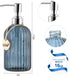 16 OZ Soap Dispenser?Tempered Glass Clear Vertical Stripe with 304 Rust Proof Stainless Steel Pump Refillable Liquid Hand Soap Dispenser?for Bathr...