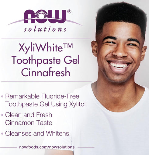 NOW Solutions, Xyliwhite™ Toothpaste Gel, Cinnafresh, Cleanses and Whitens, Clean and Fresh Cinnamon Taste, 6.4-Ounce...