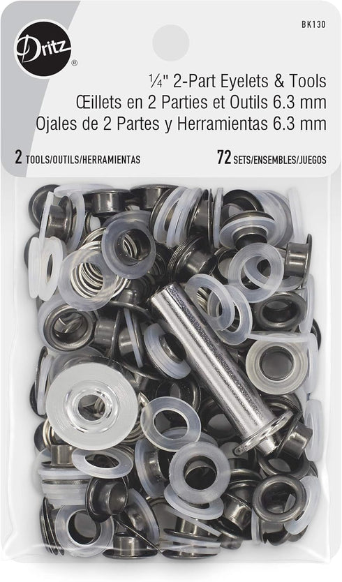 Dritz Eyelets 1/4in Gunmetal Fasteners, 2-Part 1/4"...