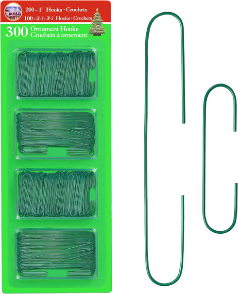 R’ND’s 300 Pack Ornament Hooks Christmas Tree Decorating Hangers- Metal Wire Ornament Hooks for Christmas Tree Decoration Hanging (Green)...