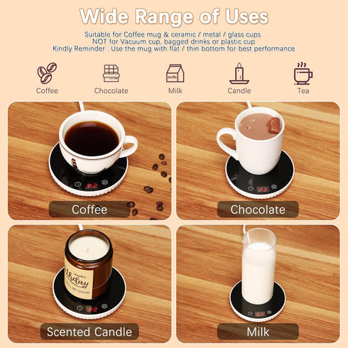 Coffee Mug Warmer for Desk, Electric Coffee Warmer Auto Off, 2-Temp Settings, Smart Mug Warmer Candle Warmer for Home Office, Cup Warmer Plate for...