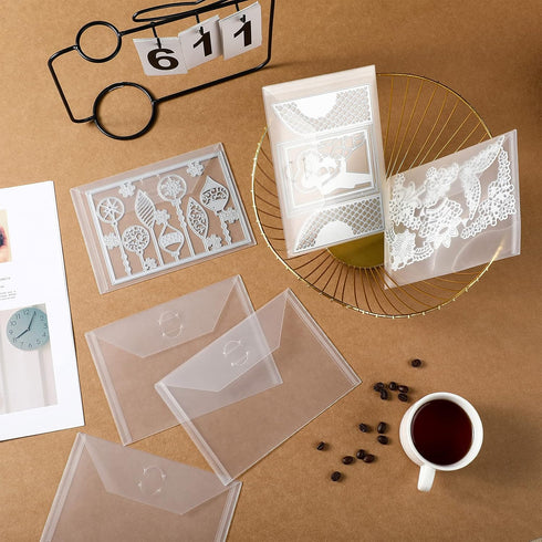 21 Pieces Clear Stamp and Die Storage Pockets Die Cut Storage Bag Scrapbooking Storage Die Storage Envelopes for DIY Card Making (Die Cut Not Incl...