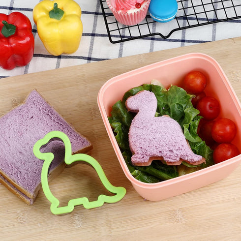 Elfkitwang Sandwich Cookie Cutters Set, Dinosaur,Heart,Star,Mouse,Sandwich Knife Cookie Knife Vegetable Cutter Food Grade Cookie Mould.(12Pcs)...