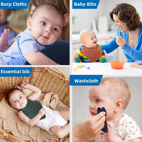 Baby Bibs for Drooling and Teething 10 Pack - Muslin Baby Bibs for Boys 0-6 Months, Baby Bandana Bibs 6-12 Months, Baby Essentials Newborn Infant ...