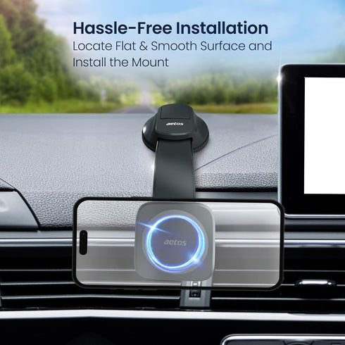 for iPhone MagSafe Car Mount Magnetic Phone Holder with Adhesive Suction Base, Fits iPhone 15/14/13/12 Pro/Plus/Max and Android Phones with Ring A...