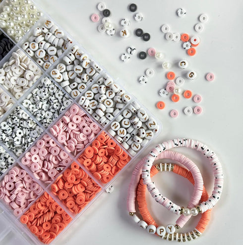 CasaTena Beads for Bracelets Making Kit 6mm Clay Beads for Jewelry Making Kit with Elastic Strings...