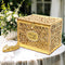 OurWarm Glittery Gold Wedding Card Box with Lock, Wood Gift Card Box for Wedding Reception, Envelope Box for Party Graduation Birthday Baby Shower...