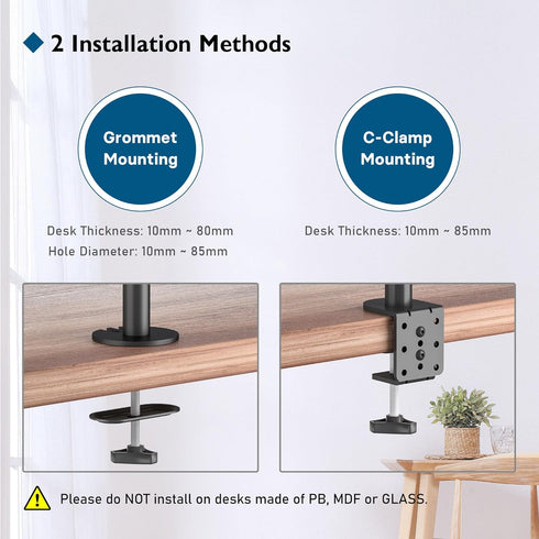 BONTEC Dual Monitor Desk Mount, Monitor Stand for 13–27 Inch LCD LED 2 Monitors, Ergonomic Full Motion Heavy Duty Double Arms Hold up to 22 lbs, V...