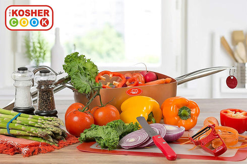 Meat Red Kitchen Knife – 6” Steak and Vegetable Knife - Razor Sharp Pointed Tip, Straight Edge - Color Coded Kitchen Tools...