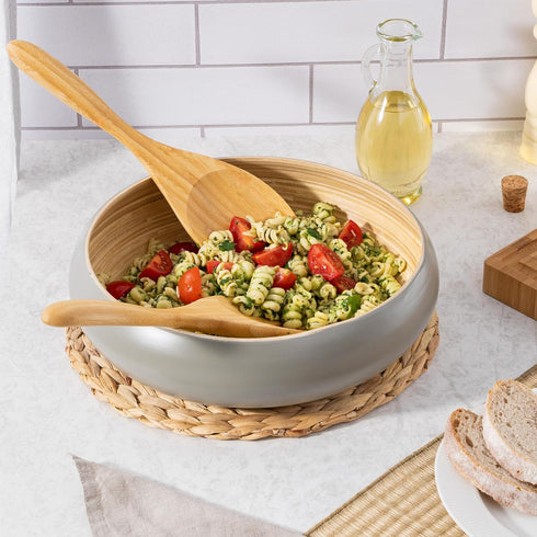 Dehaus® Large Premium Bamboo Salad Tongs - Eco Friendly Wooden Serving Spoons - Salad Serving Utensils - Salad Tosser Forks - Giant Wood Salad Ser...